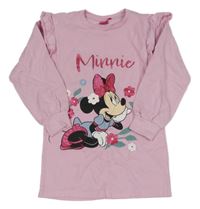 Růžové teplákové šaty s Minnie a volánky Disney