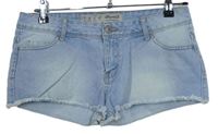 Dámské světlemodré riflové roztřepené kraťasy Denim 