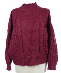 Dámský vínový vzorovaný crop svetr TU