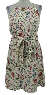 Dámské bílé květované šaty s páskem Tezenis 