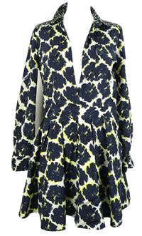 Dámské tmavomdoro-zelené vzorované saténové košilové šaty 