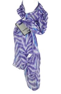 Nové - Dámská fialová vzorovaná šifonová šála 