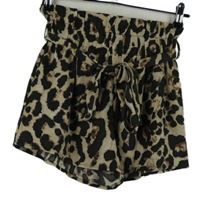 Dámské béžovo-černé vzorované sukňové kraťasy s páskem Shein 