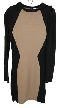 Dámské černo-béžové žebrované šaty H&M