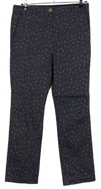 Dámské tmavošedo-růžové vzorované kalhoty 