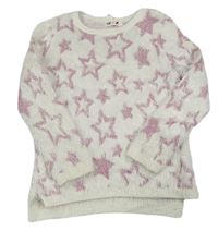 Bílý chlupatý svetr s hvězdičkami H&M