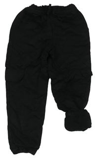 Černé podšité plátěné cargo cuff kalhoty H&M