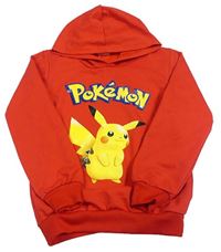 Červená lehká mikina s Pikachu a kapucí