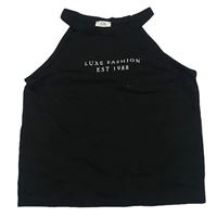 Černý crop top s nápisem River Island