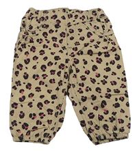 Béžové plátěné podšité cuff kalhoty s flíčky H&M