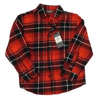Červeno-černo-bílá kostkovaná flanelová košile Primark