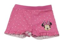 Růžové puntíkaté nohavičkové plavkové kalhotky s Minnie Disney