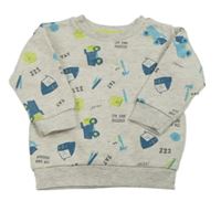 Světlešedá melírovaná mikina s obrázky Primark