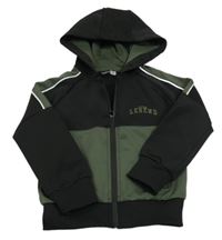 Černo-khaki thermo propínací mikina s nápisem a kapucí Pep&Co