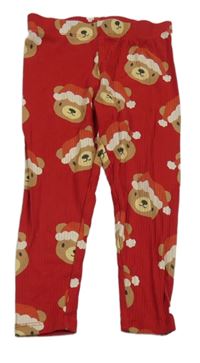 Červené žebrované legíny s medvědy Next¨