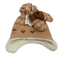 Nové - 2set- béžová vzorovaná čepice+ rukavice George