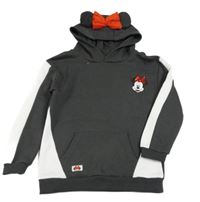 Šedo-bílá mikina s Minnie a kapucí Disney