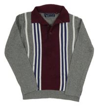 Šedo-mahagonovo-modrý svetr s proužky Next