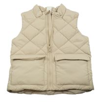 Béžová šusťáková prošívaná zateplená vesta H&M