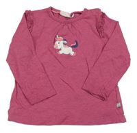 Vínové melírované triko s jednorožcem Liegelind