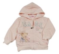 Světlerůžová mikina s medvídkem a kapucí