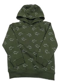 Tmavozelená mikina s dinosaury a kapucí Topolino