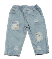 Světlemodré rifle s prošoupáním