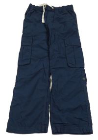 Tmavomodré plátěné roll-up kalhoty s kapsami H&M