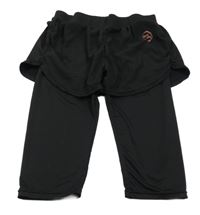 Černé perforované sportovní kraťasy s všitými černými capri legínami Yigga