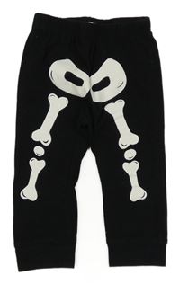 Černé tepláky s kostlivcem H&M