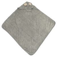 Tmavošedá chlupatá osuška s kapucí - slon