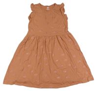 Hnědo-růžové bavlněné šaty s duhami a kanýry H&M