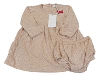 Nové - 2 Set - Světlerůžové puntíkované manšestrové šaty + kalhotky
