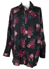 Dámská černá halenka s květy H&M