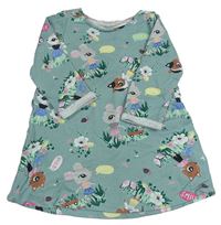 Zelenkavošedé květované teplákové šaty s myškami H&M