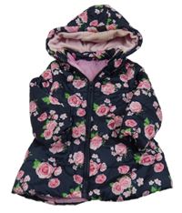 Tmavomodrá šusťáková zateplená parka s kapucí Pep&Co