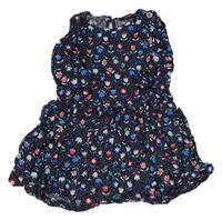 Tmavomodré puntíkaté šaty s tulipány George