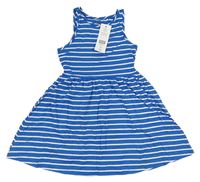 Nové - Modro-bílé pruhované bavlněné šaty F&F