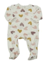 Bílý sametový overal se srdíčky Kiabi 