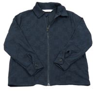 Tmavomodrá kostkovaná propínací mikina s límcem H&M