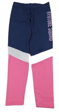 Tmavomodro-růžové sportovní legíny s nápisem Ergeenomixx