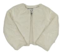 Bílý kožešinový podšitý crop kabátek