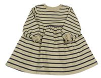 Béžovo-antracitové pruhované teplákové šaty F&F