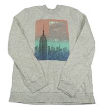 Světlešedá melírovaná mikina s potiskem C&A