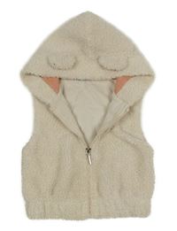 Béžová huňatá podšitá vesta s kapucí Mayoral