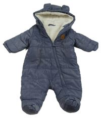 Tmavošedá šusťáková zimní kombinéza s kapucí Pep&Co