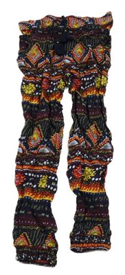 Tmavomodro-barevné vzorované volné kalhoty 