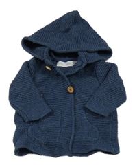 Tmavomodrý propínací svetr s kapucí Zara