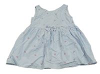 Světlemodro-bílé pruhované šaty s třešněmi H&M