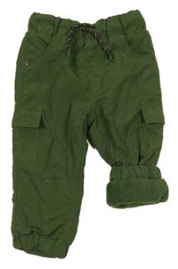 Khaki šusťákové zateplené kalhoty s kapsami Ergee